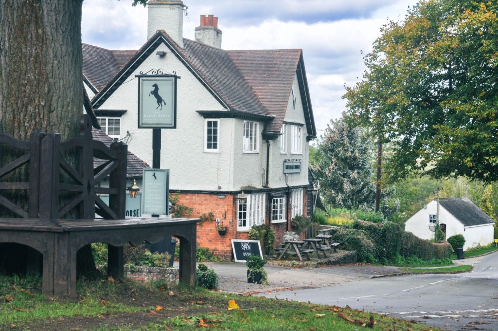 The Black Horse From Top of Road